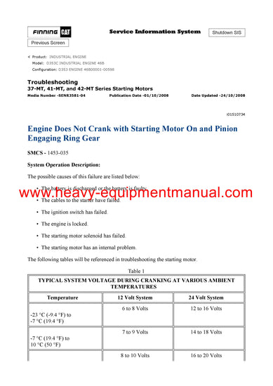 Download Caterpillar D353C INDUSTRIAL ENGINE Service Repair Manual 46B