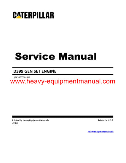 Download Caterpillar D399 GEN SET ENGINE Service Repair Manual 36Z