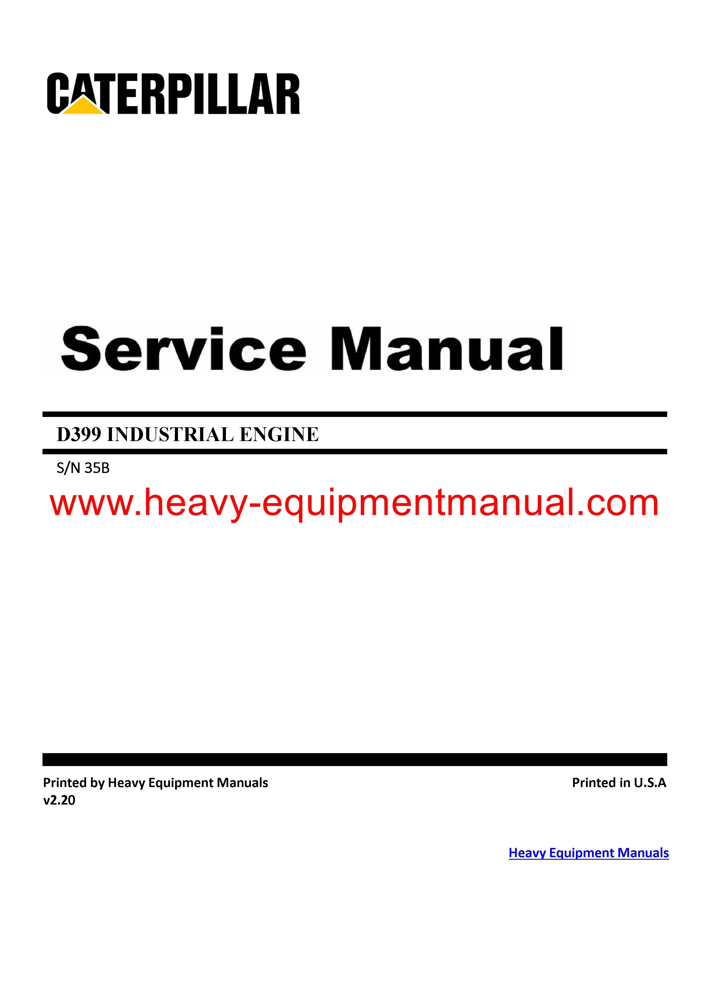 Caterpillar D399 INDUSTRIAL ENGINE Full Complete Workshop Service Repa ...