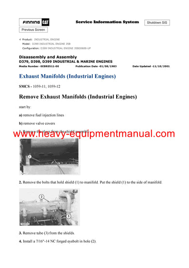 Download Caterpillar D399 INDUSTRIAL ENGINE Service Repair Manual 35B