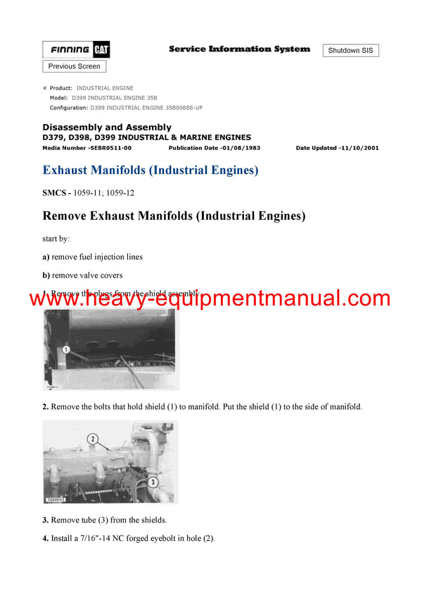 DOWNLOAD CATERPILLAR D399 INDUSTRIAL ENGINE SERVICE REPAIR MANUAL 35B
