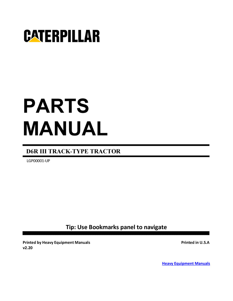 D6R III Caterpillar TRACK-TYPE TRACTOR LGP Parts Manual