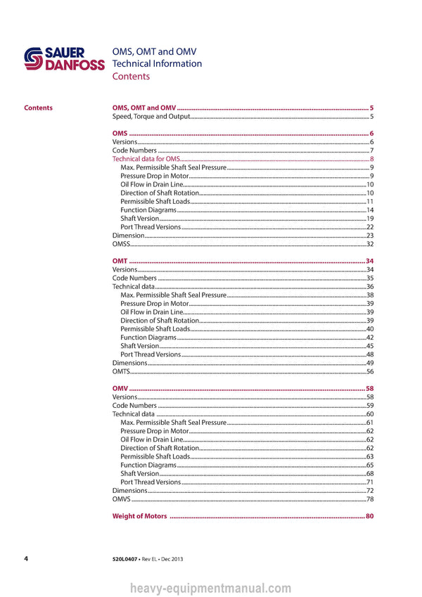 Manitou DANFOSS ORBITAL MOTOR Type OMS Repair Manual (647476EN) PDF