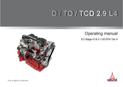 DEUTZ D, TD, TCD 2.9 L4 Engine Operating Manual Download