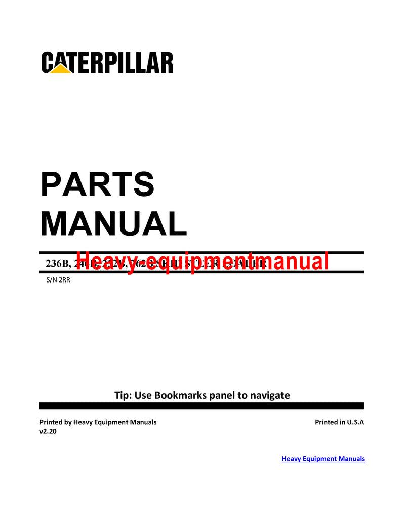 DOWNLOAD CATERPILLAR 236B, 246B, 252B, 262B SKID STEER LOADER PARTS MANUAL
