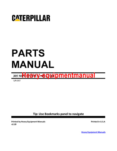 DOWNLOAD CATERPILLAR 305 MINI HYD EXCAVATOR PARTS CATALOG MANUAL DGT