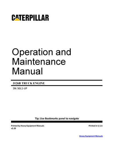 DOWNLOAD CATERPILLAR 3126B TRUCK ENGINE OPERATION AND MAINTENANCE MANUAL 5GL
