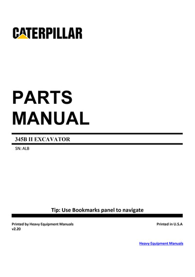 DOWNLOAD CATERPILLAR 345B II EXCAVATOR PARTS CATALOG MANUAL ALB