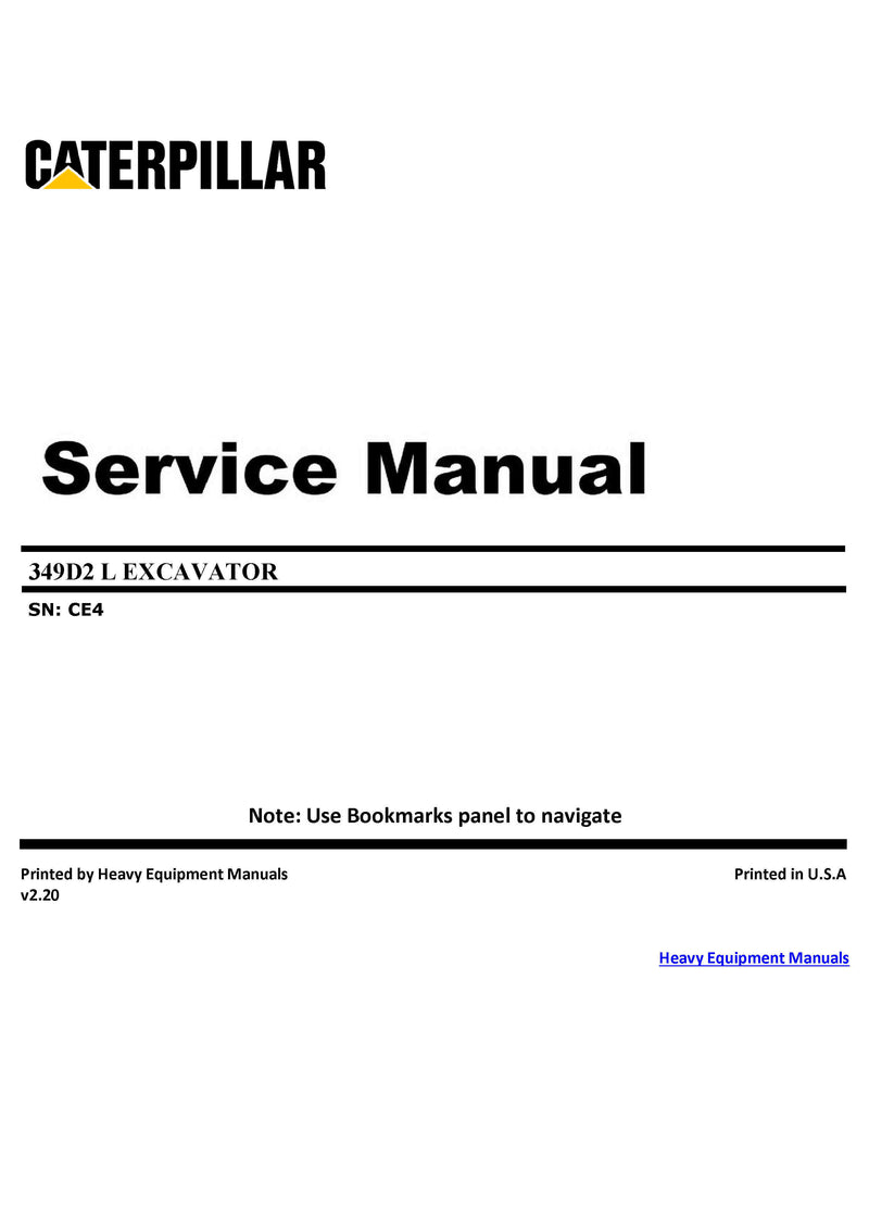 DOWNLOAD CATERPILLAR 349D2 L EXCAVATOR SERVICE REPAIR MANUAL CE4