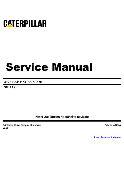 DOWNLOAD CATERPILLAR 349F LXE EXCAVATOR SERVICE REPAIR MANUAL RAX