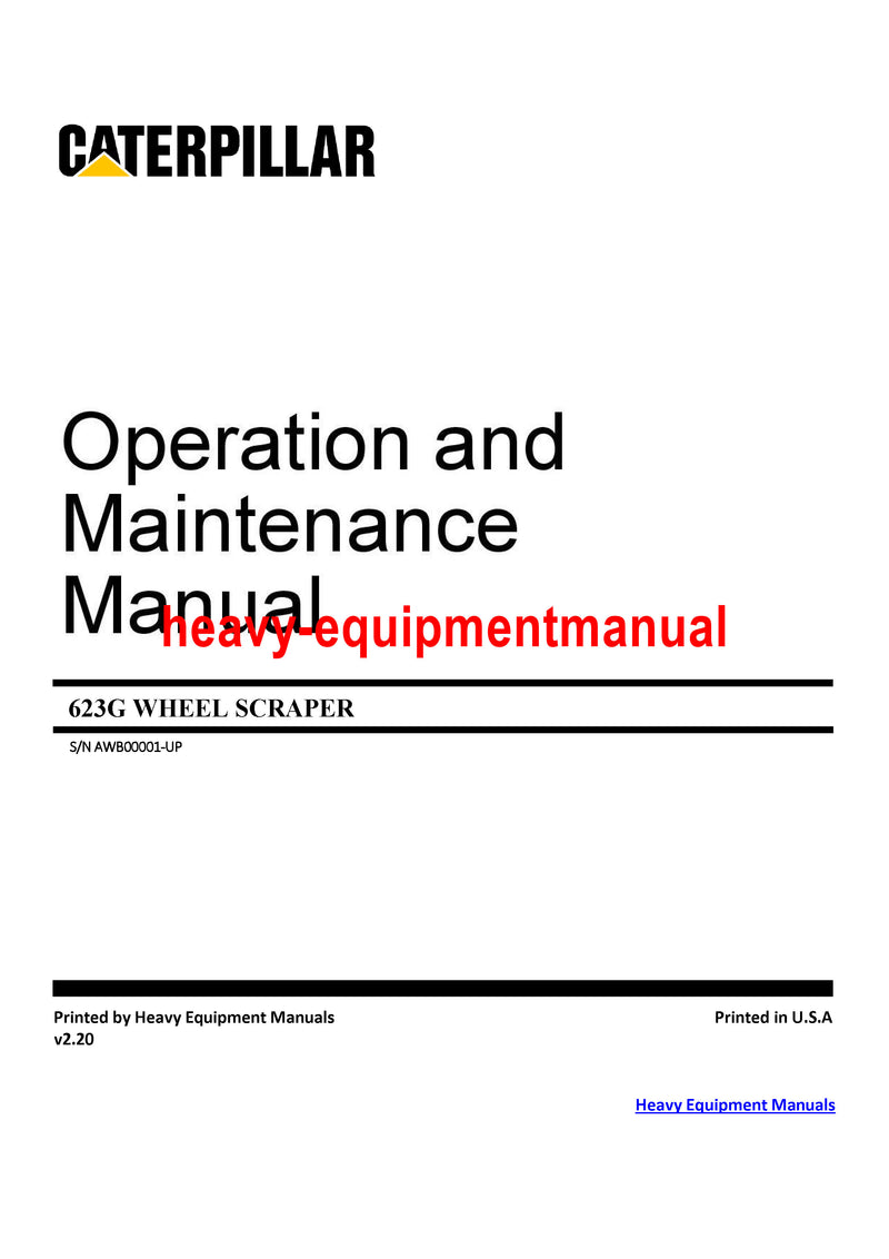 CATERPILLAR 623G WHEEL SCRAPER OPERATION AND MAINTENANCE MANUAL AWB