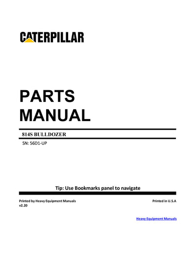 DOWNLOAD CATERPILLAR 814S BULLDOZER PARTS MANUAL SN: 56D