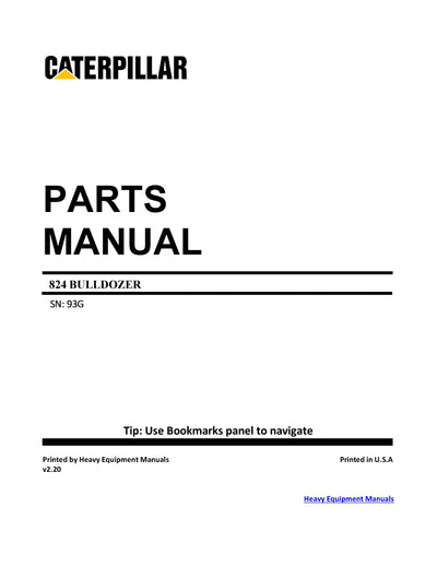 DOWNLOAD CATERPILLAR 824 BULLDOZER PARTS MANUAL 93G