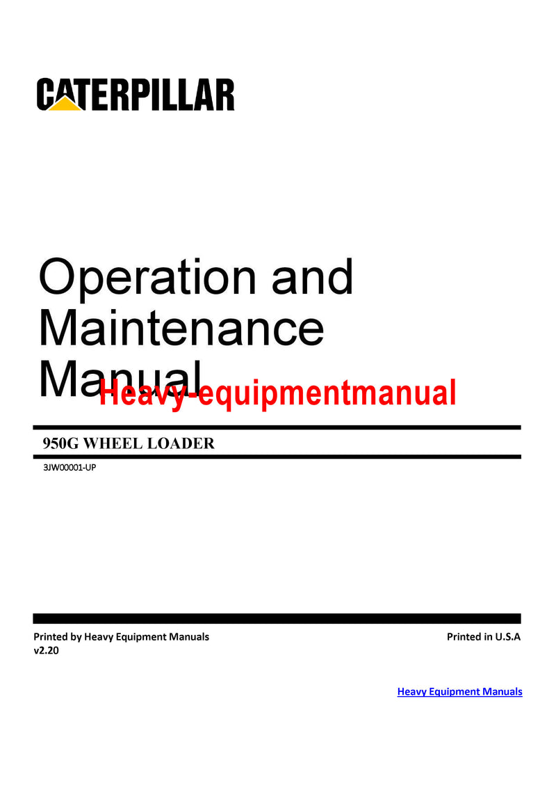 CATERPILLAR 950G WHEEL LOADER OPERATION AND MAINTENANCE MANUAL 3JW