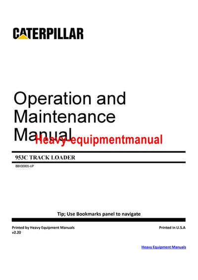 CATERPILLAR 953C TRACK LOADER OPERATION AND MAINTENANCE MANUAL BBX