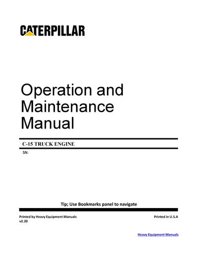 DOWNLOAD CATERPILLAR C-15 TRUCK ENGINE OPERATION AND MAINTENANCE MANUAL