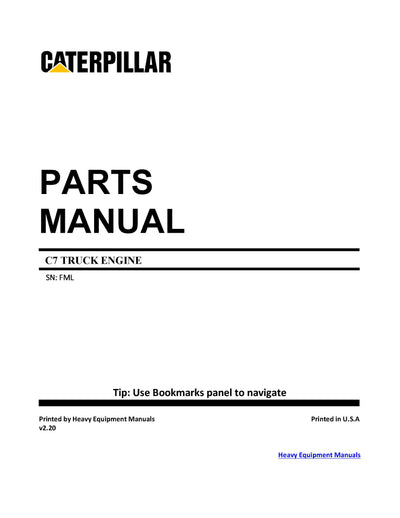 DOWNLOAD CATERPILLAR C7 TRUCK ENGINE PARTS MANUAL FML00001-UP