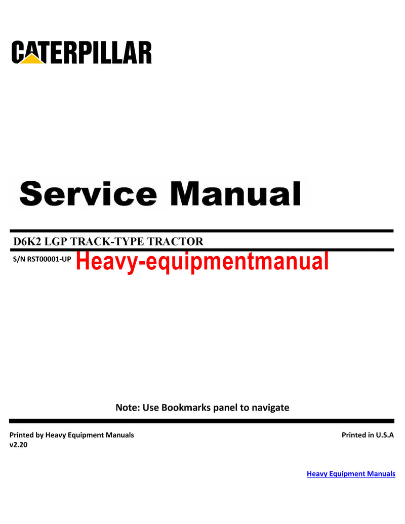 DOWNLOAD CATERPILLAR D6K2 LGP TRACK-TYPE TRACTOR SERVICE REPAIR MANUAL RST