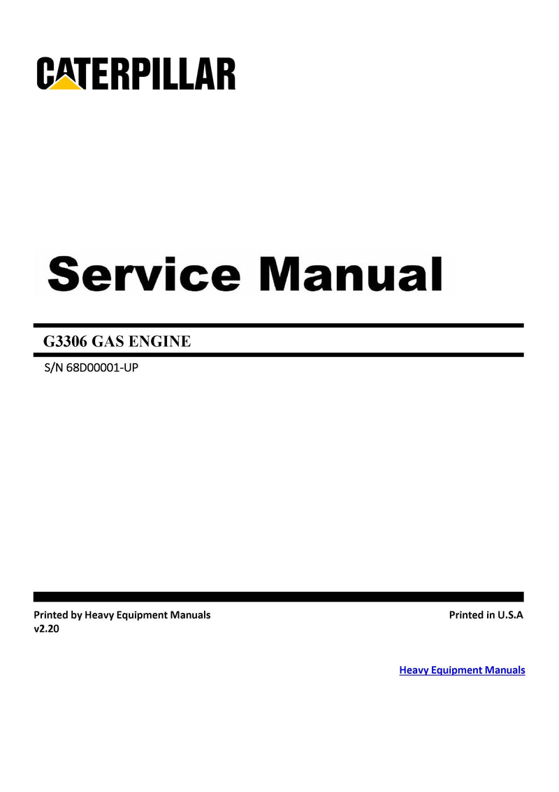 Cat Caterpillar G333C GAS ENGINE Service Manual 68D