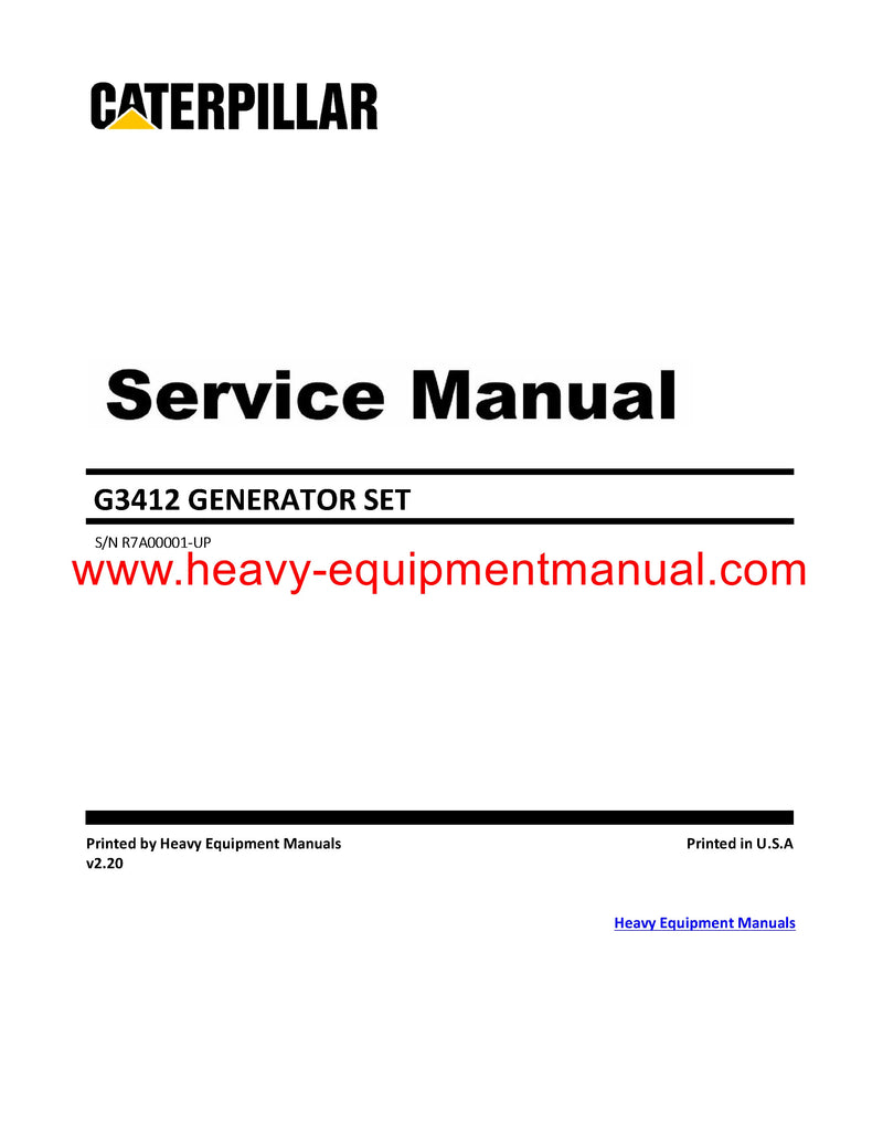 DOWNLOAD CATERPILLAR G3406 GENERATOR SET SERVICE REPAIR MANUAL R7A
