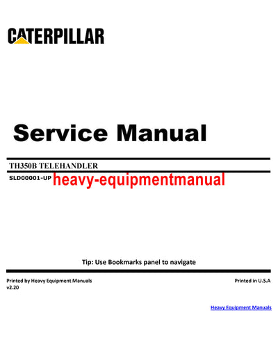 TH350B CATERPILLAR TELEHANDLER SLD SERVICE REPAIR MANUAL