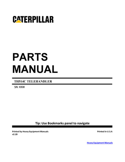 DOWNLOAD CATERPILLAR TH514C TELEHANDLER PARTS CATALOG MANUAL KKW