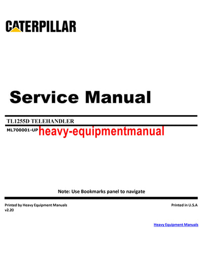 CATERPILLAR TL1255D TELEHANDLER SERVICE REPAIR MANUAL ML7