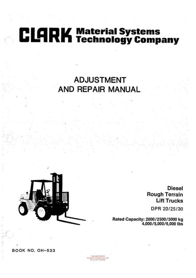 Clark DPR 20 25 30 (OH-533) Forklift Overhaul Manual - PDF Download