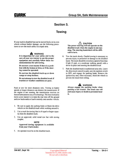 Clark DT 30E 50E 60E (SM-607D) Forklift Service Repair Manual - PDF Download