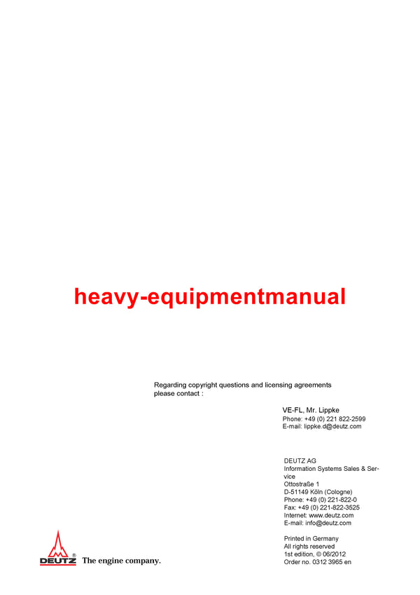 Download Deutz Engine TD 3.6 L4 TCD3.6 L4 Workshop Manual