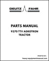Deutz Fahr 9270 TTV Agrotron Tractor Parts Manual - Pdf Download 