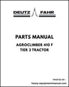 Deutz Fahr AGROCLIMBER 410 F Tier 3 Tractor Parts Manual - Pdf Download 