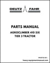 Deutz Fahr AGROCLIMBER 410 SIX Tier 3 Tractor Parts Manual - Pdf Download