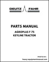Deutz Fahr AGROPLUS F 75 Keyline Tractor Parts Manual - Pdf Download