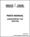 Deutz Fahr AgroCompact F60 Tractor Parts Manual - Pdf Download
