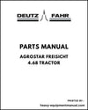 Deutz Fahr AgroStar Freisicht 4.68 Tractor Parts Manual - Pdf Download