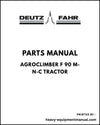 Deutz Fahr Agroclimber F 90 M-N-C Tractor Parts Manual - Pdf Download