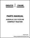 Deutz Fahr Agroplus 320 F ECOLINE Compact Tractor Parts Manual - Pdf Download