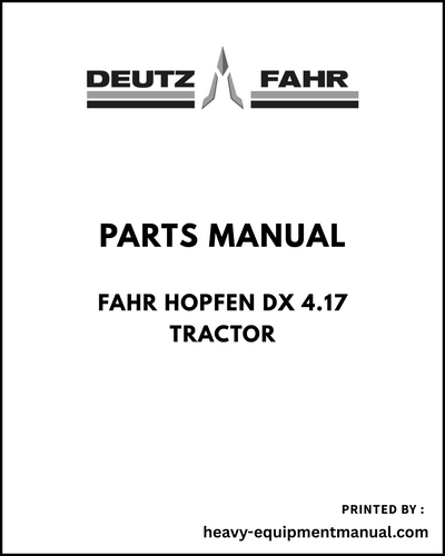 Deutz Fahr Hopfen DX 4.17 Tractor Parts Manual - Pdf Download