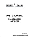 Deutz Fahr M 36.30 Combine Harvester Parts Manual - Pdf Download