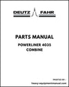 Deutz Fahr POWERLINER 4035 Combine Parts Manual - Pdf Download