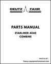 Deutz Fahr STARLINER 4040 Combine Parts Manual - Pdf Download