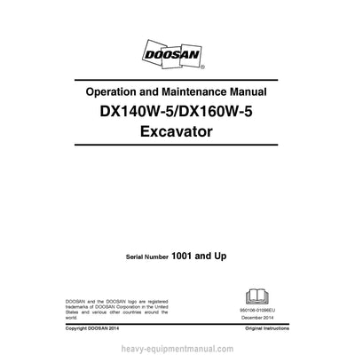 Doosan DX140W DX160W-5 Excavator Operation and Maintenance Manual PDF