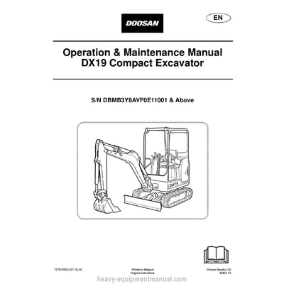 Doosan DX19 Compact Excavator Operation & Maintenance Manual PDF
