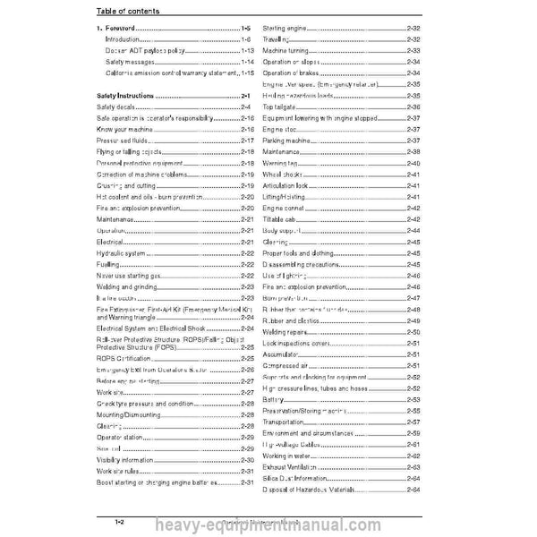 Doosan DA30-5, DA40-5 Articulated Dump Truck Operation & Maintenance Manual PDF