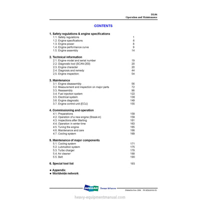 Doosan DL06 Diesel Engine Operation & Maintenance Manual PDF