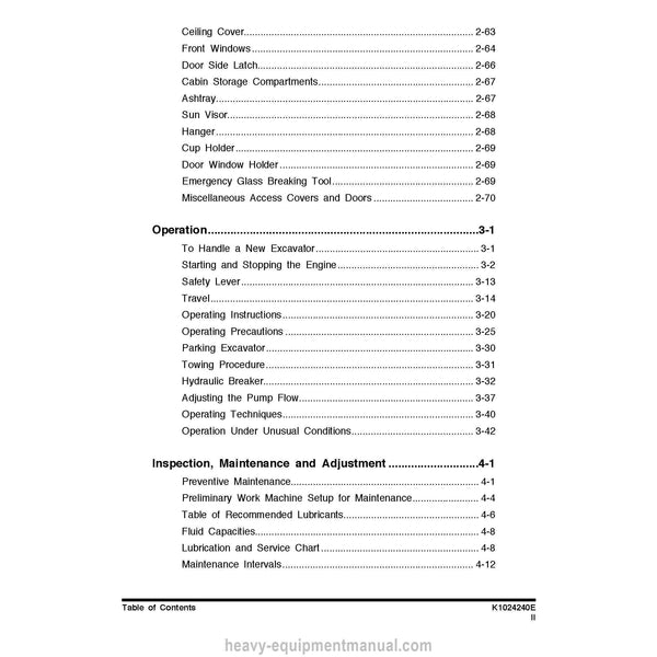 Doosan DX225NLC Excavator Operation and Maintenance Manual PDF