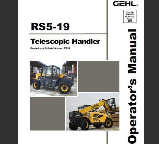 Gehl RS5-19 Telescopic Handler Operator’s Manual