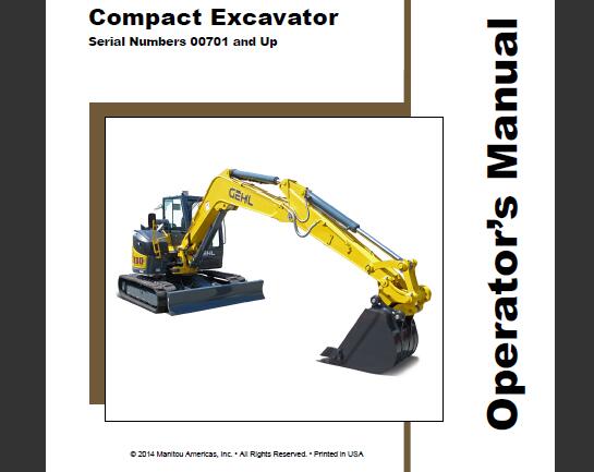 Download - Gehl Z80 Compact Excavator Operator’s Manual ( Serial Numbers 00701 and Up )