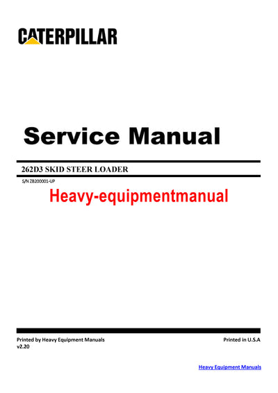 Caterpillar 262D3 Compact Track Loader Service Manual ZB2